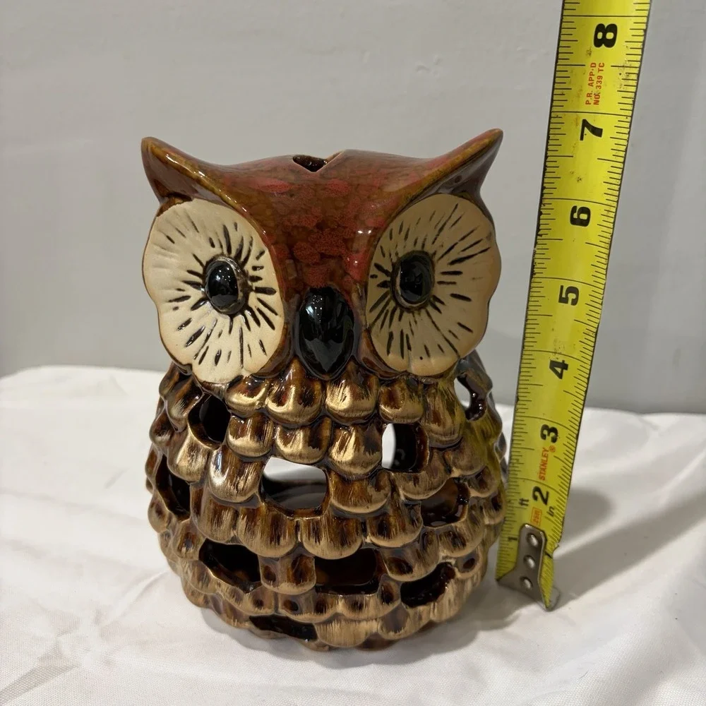 Ceramic‎ OWL Votive Tea Light Candle Holder Lantern vtg 7
